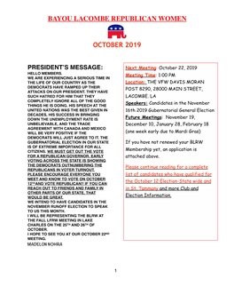 Newsletter October 2019