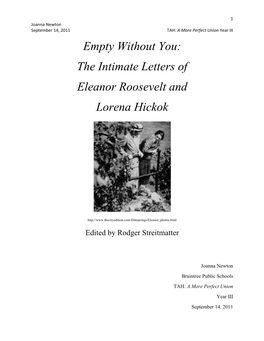The Intimate Letters of Eleanor Roosevelt and Lorena Hickok