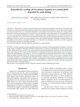 Reproductive Ecology of Two Pioneer Legumes in a Coastal Plain Degraded by Sand Mining1