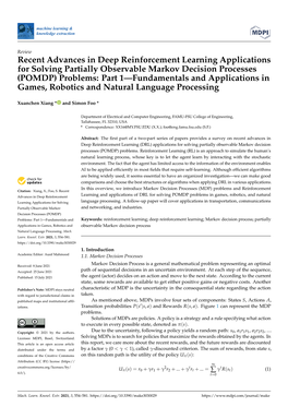 POMDP) Problems: Part 1—Fundamentals and Applications in Games, Robotics and Natural Language Processing