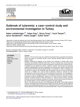 Outbreak of Tularemia: a Case—Control Study and Environmental Investigation in Turkey