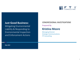 Kristina Moore Environmental Inspection Managing Director Strategic Communications and Enforcement Actions FTI Consulting