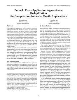 Potluck: Cross-Application Approximate Deduplication for Computation-Intensive Mobile Applications