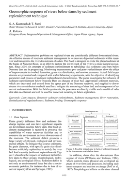 Geomorphic Response of Rivers Below Dams by Sediment Replenishment Technique