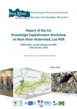 Report of the 1St Knowledge Capitalization Workshop on Nam Khan Watershed, Lao PDR