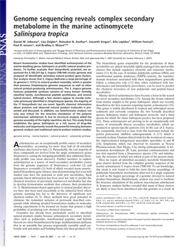 Genome Sequencing Reveals Complex Secondary Metabolome in the Marine Actinomycete Salinispora Tropica