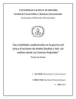 “Las Rivalidades Confesionales En La Guerra Civil Siria Y El Accionar De Arabia Saudita E Irán