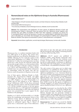 Nomenclatural Notes on the Alphitonia Group in Australia (Rhamnaceae) Jürgen Kellermanna,B