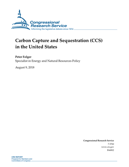 Carbon Capture and Sequestration (CCS) in the United States