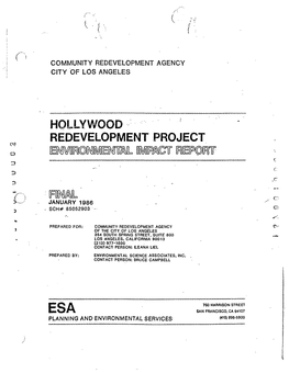HOLLYWOOD REDEVELOPMENT PROJECT CCS- O R 3