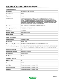 Primepcr™Assay Validation Report