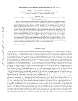 Quaternionic Root Systems and Subgroups of the $ Aut (F {4}) $