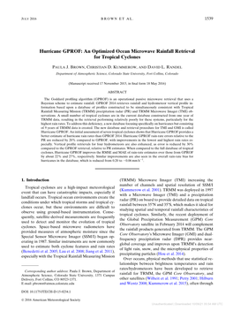 Hurricane GPROF: an Optimized Ocean Microwave Rainfall Retrieval for Tropical Cyclones