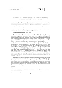 Spectral Properties of Sign Symmetric Matrices∗