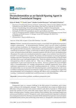 Dexmedetomidine As an Opioid-Sparing Agent in Pediatric Craniofacial Surgery