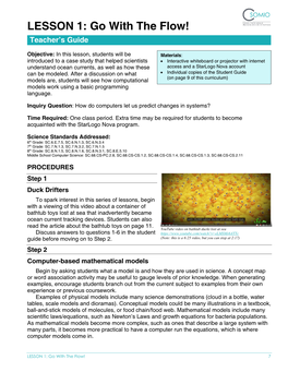LESSON 1: Go with the Flow! Teacher’S Guide