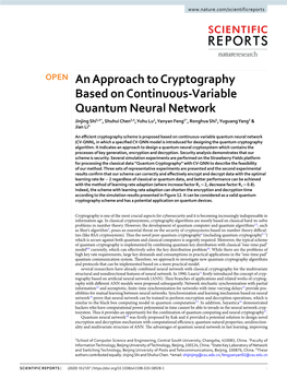 An Approach to Cryptography Based on Continuous-Variable Quantum