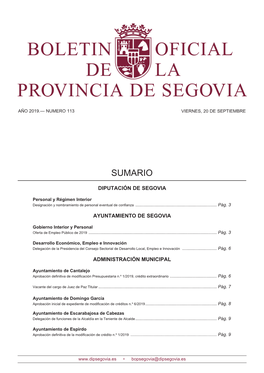 Boletín Oficial De La Provincia De Segovia Bops
