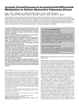 Systemic Steroid Exposure Is Associated with Differential Methylation in Chronic Obstructive Pulmonary Disease