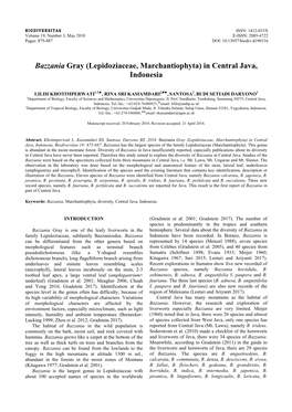 Bazzania Gray (Lepidoziaceae, Marchantiophyta) in Central Java, Indonesia