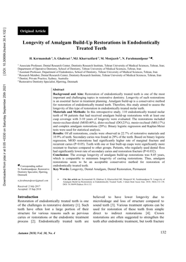 Longevity of Amalgam Build-Up Restorations in Endodontically Treated Teeth