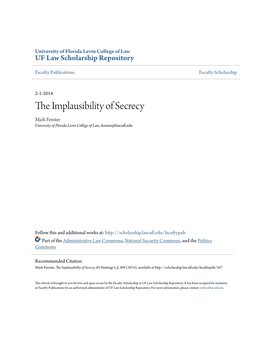 The Implausibility of Secrecy, 65 Hastings L.J