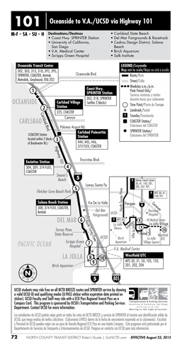 DEL MAR LA JOLLA PACIFIC OCEAN CARLSBAD OCEANSIDE 101 Oceanside to V.A./UCSD Via Highway