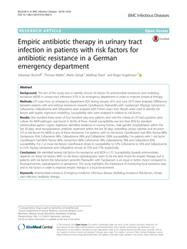 Empiric Antibiotic Therapy in Urinary Tract Infection in Patients with Risk