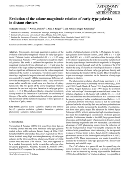 ASTRONOMY and ASTROPHYSICS Evolution of the Colour-Magnitude Relation of Early-Type Galaxies in Distant Clusters