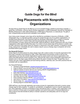 Dog Placements with Nonprofit Organizations