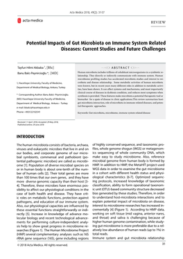 Potential Impacts of Gut Microbiota on Immune System Related Diseases: Current Studies and Future Challenges