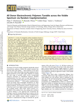 All Donor Electrochromic Polymers Tunable Across the Visible Spectrum Via Random Copolymerization Dylan T