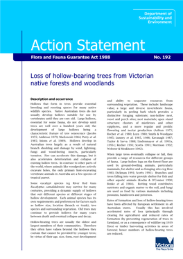 Loss of Hollow Bearing Trees from Victorian Native Forests