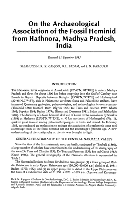 On the Archaeological Association of the Fossil Hominid from Hathnora, Madhya Pradesh, India