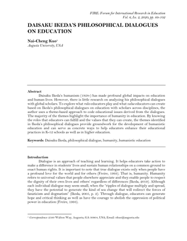 Daisaku Ikeda's Philosophical Dialogues on Education