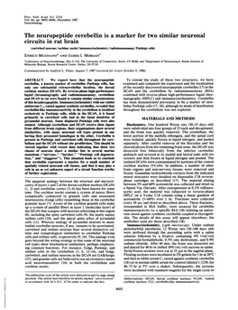 The Neuropeptide Cerebellin Is a Marker for Two Similar Neuronal