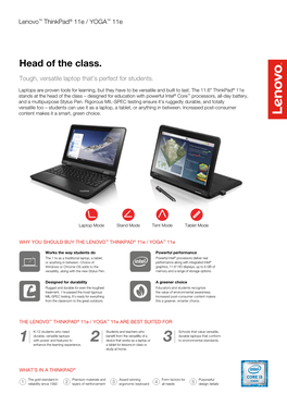 Lenovo Thinkpad 11E / YOGA 11E Notebook Datasheet