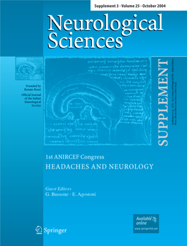 Neurological Sciences Founded by Renato Boeri Official Journal of the Italian Neurological Society