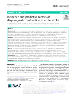 Incidence and Predictive Factors of Diaphragmatic Dysfunction in Acute