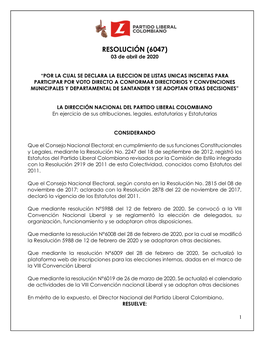 RESOLUCIÓN (6047) 03 De Abril De 2020