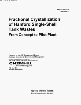 Fractional Crystallization of Hanford Single-Shell Tank Wastes from Concept to Pilot Plant