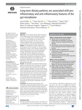 Original Research Long-­Term Dietary Patterns Are Associated with Pro-­ Gut: First Published As 10.1136/Gutjnl-2020-322670 on 2 April 2021