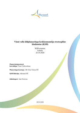 Vinni Valla Üldplaneeringu Keskkonnamõju Strateegiline Hindamine (KSH)