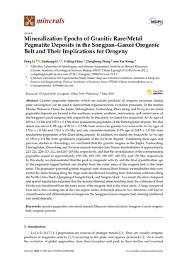 Mineralization Epochs of Granitic Rare-Metal Pegmatite Deposits in the Songpan–Ganzê Orogenic Belt and Their Implications for Orogeny