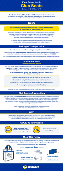 Club Seats Sections C242, C243 and C244