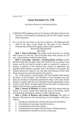 Senate Resolution No. 1705