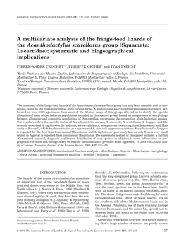 A Multivariate Analysis of the Fringe-Toed Lizards of the Acanthodactylus Scutellatus Group (Squamata: Lacertidae): Systematic and Biogeographical Implications