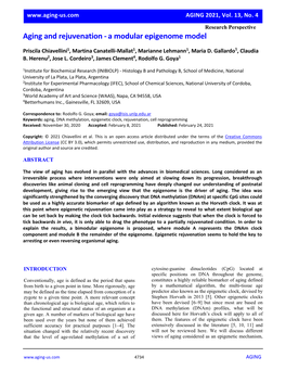 Aging and Rejuvenation -A Modular Epigenome Model