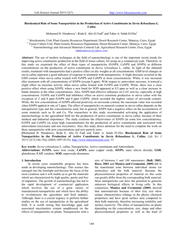 Biochemical Studies on the Production of Active Constituents in Stevia