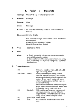 1. Parish : Stansfield